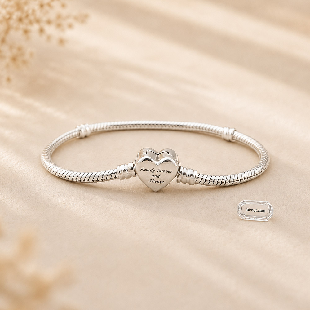 Vòng charm Pandora 592645C01 Sparkling Infinity Heart Clasp Snake Chain Bracelet | Laimut | Ảnh chụp thực tế