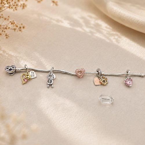 Vòng charm Pandora 592645C01 Sparkling Infinity Heart Clasp Snake Chain Bracelet | Laimut | Ảnh chụp thực tế
