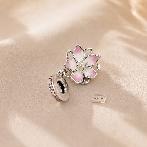 Charm Pandora 790667C01 Cherry Blossom Dangle Charm | Laimut | Ảnh chụp thực tế