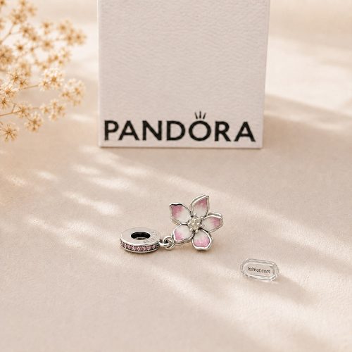Charm Pandora 790667C01 Cherry Blossom Dangle Charm | Laimut | Ảnh chụp thực tế