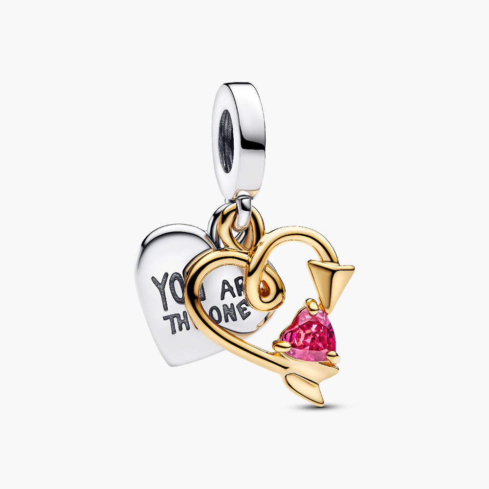 Charm Pandora 763622C01 Engravable Heart & Arrow Double Dangle Charm | Laimut | Ảnh 3D