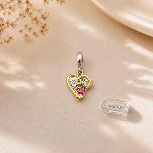 Charm Pandora 763622C01 Engravable Heart & Arrow Double Dangle Charm | Laimut | Ảnh chụp thực tế