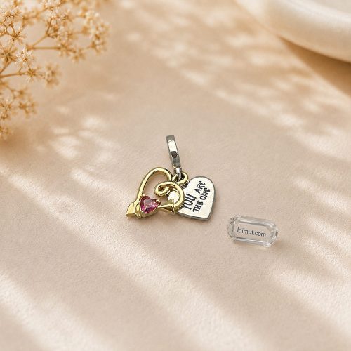 Charm Pandora 763622C01 Engravable Heart & Arrow Double Dangle Charm | Laimut | Ảnh chụp thực tế