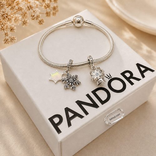 Charm Pandora 794142C01 Opalescent Snowflake Double Dangle Charm | Laimut | Ảnh chụp thực tế