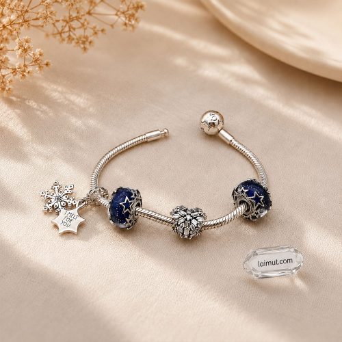 Charm Pandora 794142C01 Opalescent Snowflake Double Dangle Charm | Laimut | Ảnh chụp thực tế
