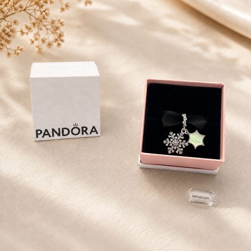 Charm Pandora 794142C01 Opalescent Snowflake Double Dangle Charm | Laimut | Ảnh chụp thực tế fullbox