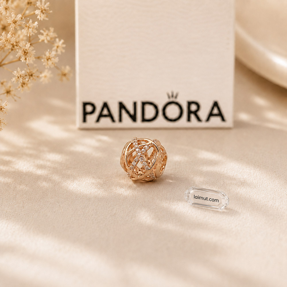 Charm Pandora 781388CZ Openwork Abstract PANDORA Rose Charm | Laimut | Ảnh chụp thực tế
