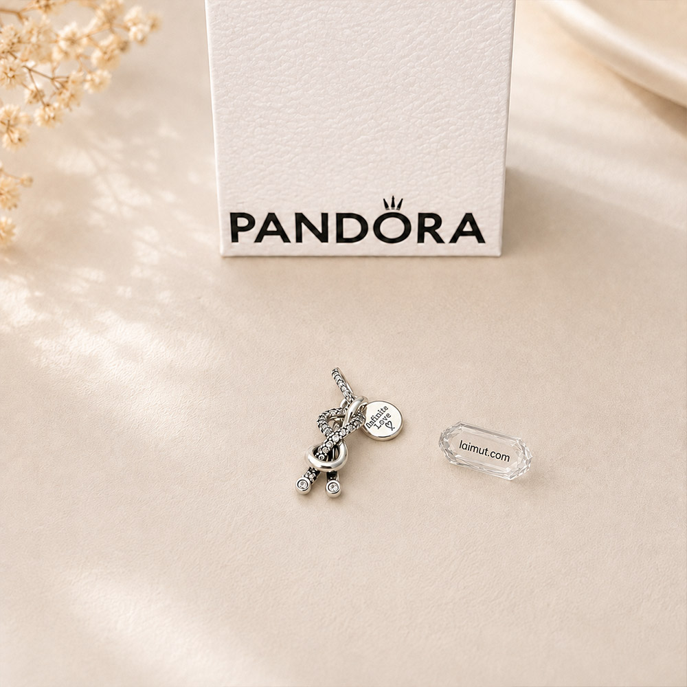Charm Pandora 793780C01 Pavé Infinity Knot Dangle Charm | Laimut | Ảnh chụp thực tế