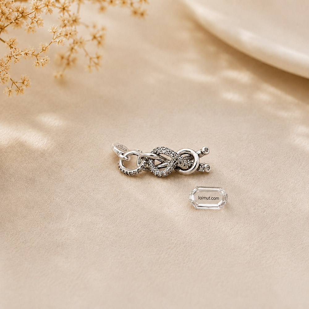 Charm Pandora 793780C01 Pavé Infinity Knot Dangle Charm | Laimut | Ảnh chụp thực tế