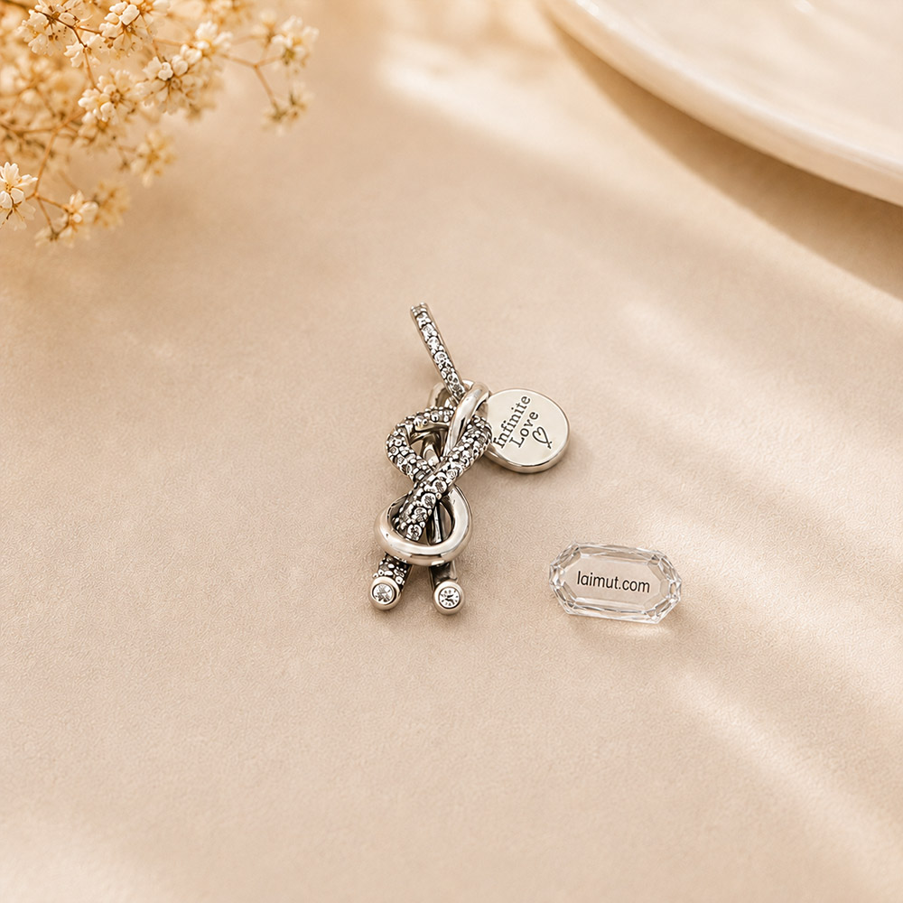 Charm Pandora 793780C01 Pavé Infinity Knot Dangle Charm | Laimut | Ảnh chụp thực tế