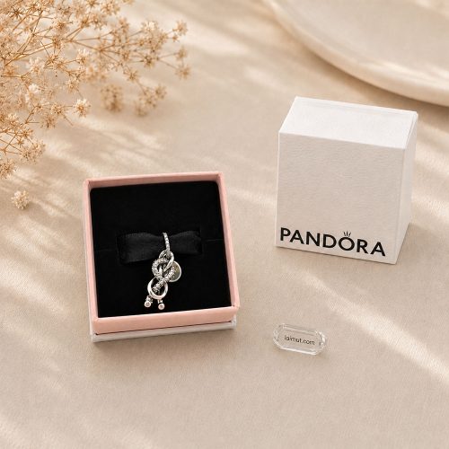 Charm Pandora 793780C01 Pavé Infinity Knot Dangle Charm | Laimut | Ảnh chụp thực tế fullbox