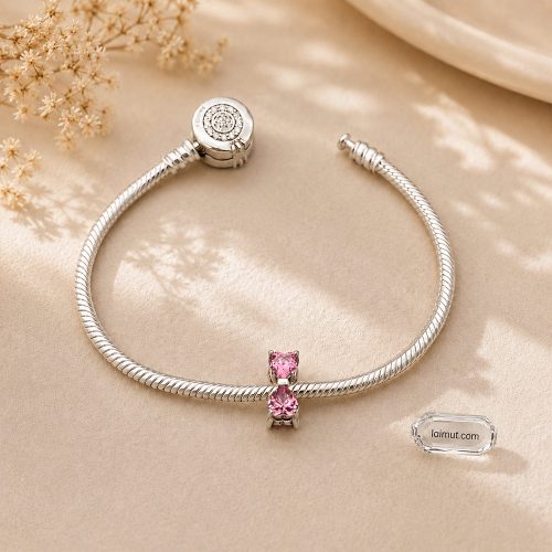 Chi tiết sterling silver Charm Pandora 794253C01 Pink Bow Charm