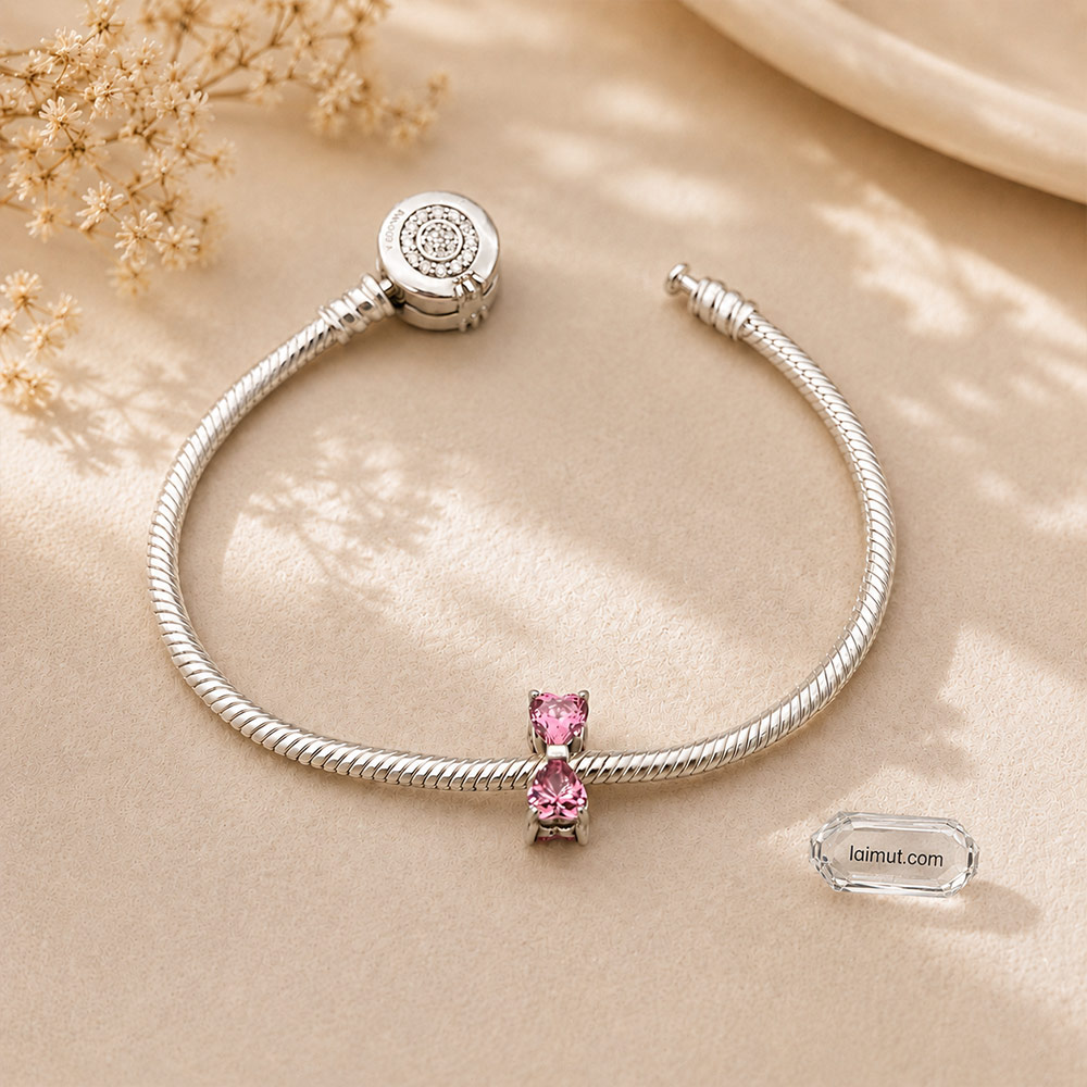 Chi tiết sterling silver Charm Pandora 794253C01 Pink Bow Charm