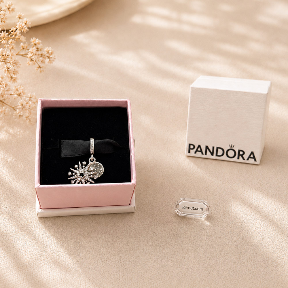 Charm Pandora 793512C01 Sparkling Firework Double Dangle Charm | Laimut | Ảnh chụp thực tế fullbox