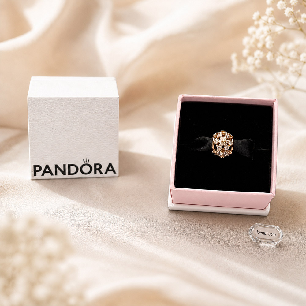 Charm Pandora 782383C01 Sparkling Herbarium Cluster Round Charm | Laimut | Ảnh chụp thực tế fullbox