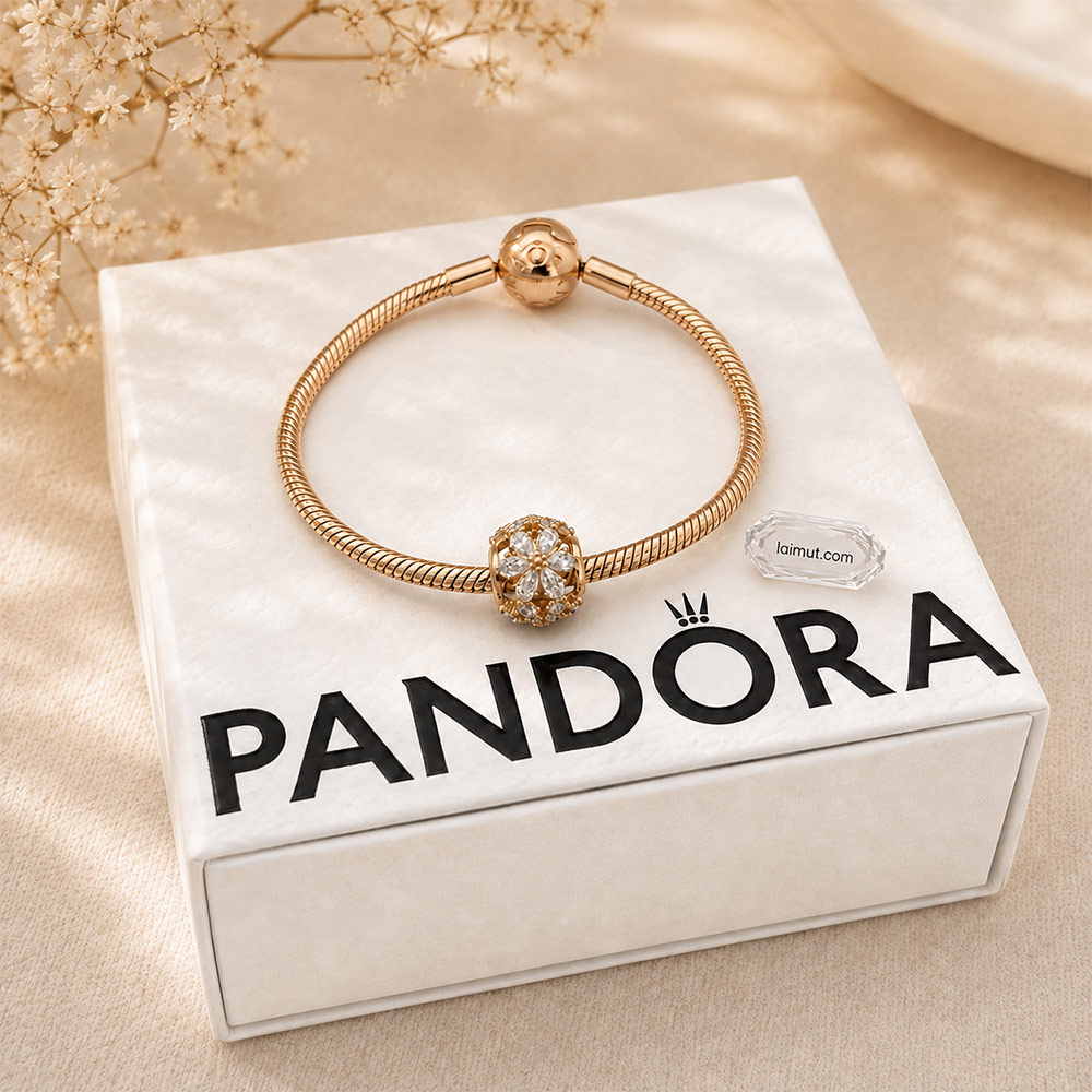 Charm Pandora 781388CZ Openwork Abstract PANDORA Rose Charm | Laimut | Ảnh chụp thực tế