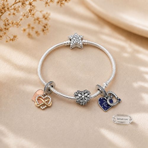 Charm Pandora 788878C01 Sparkling Infinity Heart Dangle Charm | Laimut | Ảnh chụp thực tế