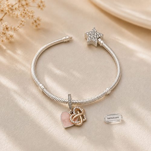 Charm Pandora 788878C01 Sparkling Infinity Heart Dangle Charm | Laimut | Ảnh chụp thực tế