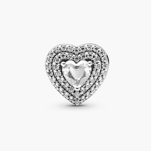 Charm Pandora 799218C01 Sparkling Leveled Hearts Charm | Laimut | Ảnh 3D