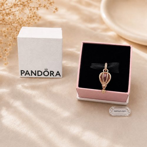 Charm Pandora 789434C01 Sparkling Pink Hot Air Balloon Dangle Charm | Laimut | Ảnh chụp thực tế fullbox