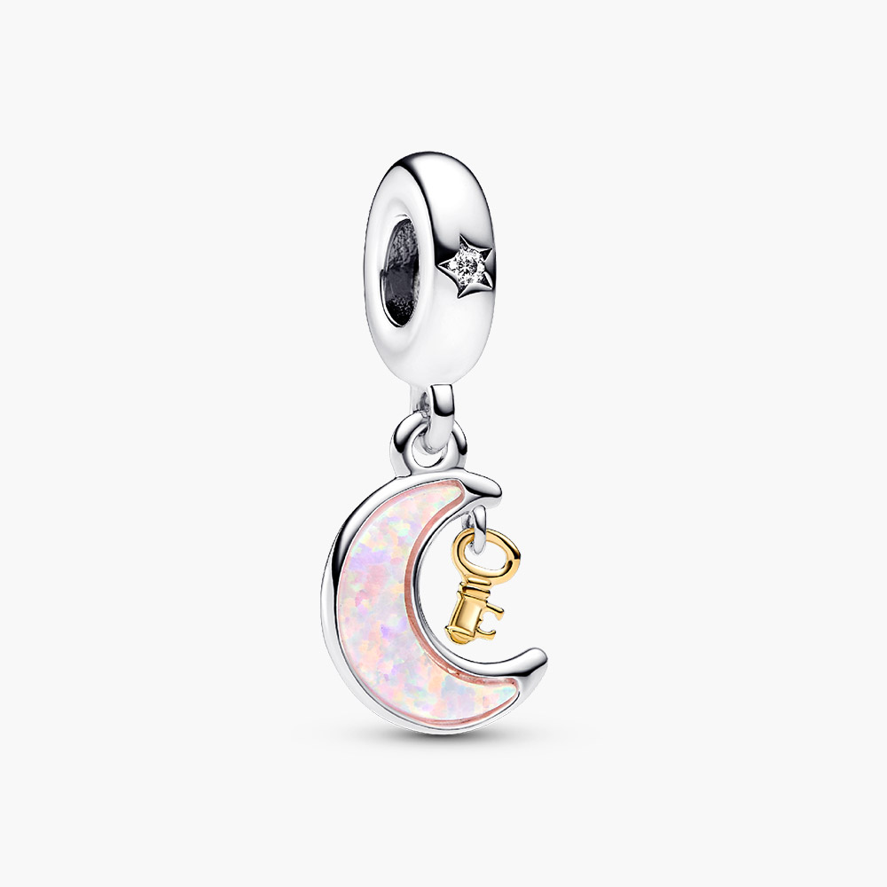 Charm Pandora 762985C01 Two-tone Key & Moon Dangle Charm | Laimut | Ảnh 3D