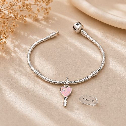 Charm Pandora 794427C01 Opalescent Heart Key Dangle Charm | Laimut | Ảnh chụp thực tế