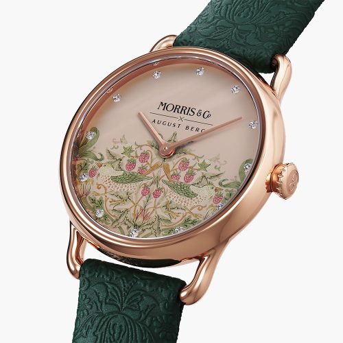 Đồng hồ August Berg x Morris & Co M1ST0926A26LGNE Petite Strawberry Thief Fennel | Laimut | Ảnh 3D