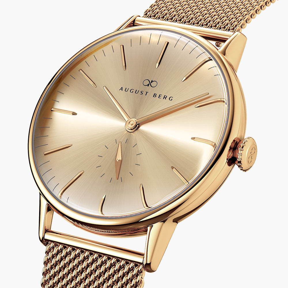 Đồng hồ August Berg 10140D02MGD Serenity Shine Gold chính hãng | Ảnh 3D