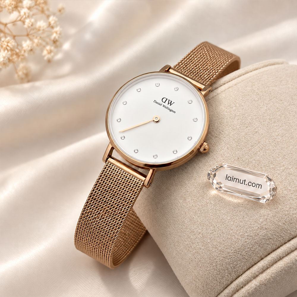 Mặt trắng ngà và cọc số crystal Daniel Wellington DW00100528