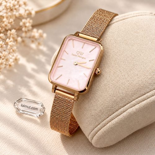Chi tiết Daniel Wellington DW00100510 Quadro Pink MoP chụp cận