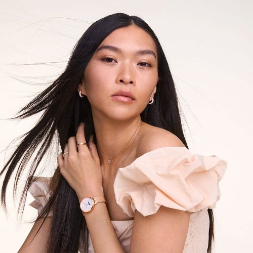 Mẫu đeo Khuyên tai Daniel Wellington DW00400627 Pavé Crystal Rose Gold