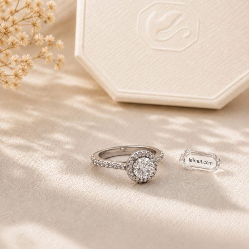 Nhẫn Swarovski Una Angelic Ring chụp thật góc nghiêng