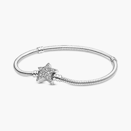 Vòng charm Pandora 599639C01 Asymmetric Star Clasp Snake Chain Bracelet | Laimut | Ảnh 3D