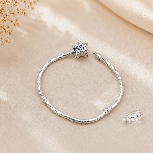 Vòng charm Pandora 599639C01 Asymmetric Star Clasp Snake Chain Bracelet | Laimut | Ảnh chụp thực tế