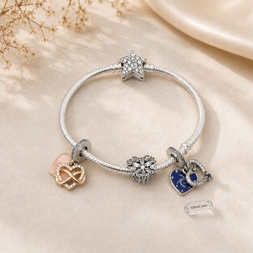 Vòng charm Pandora 599639C01 Asymmetric Star Clasp Snake Chain Bracelet | Laimut | Ảnh chụp thực tế