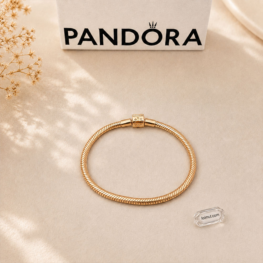 Vòng charm Pandora 584891C00 Barrel Clasp Snake Chain Bracelet | Laimut | Ảnh chụp thực tế