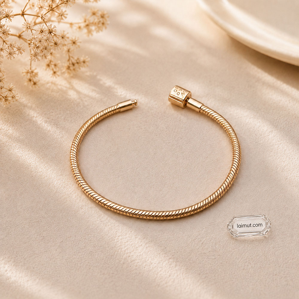 Vòng charm Pandora 584891C00 Barrel Clasp Snake Chain Bracelet | Laimut | Ảnh chụp thực tế