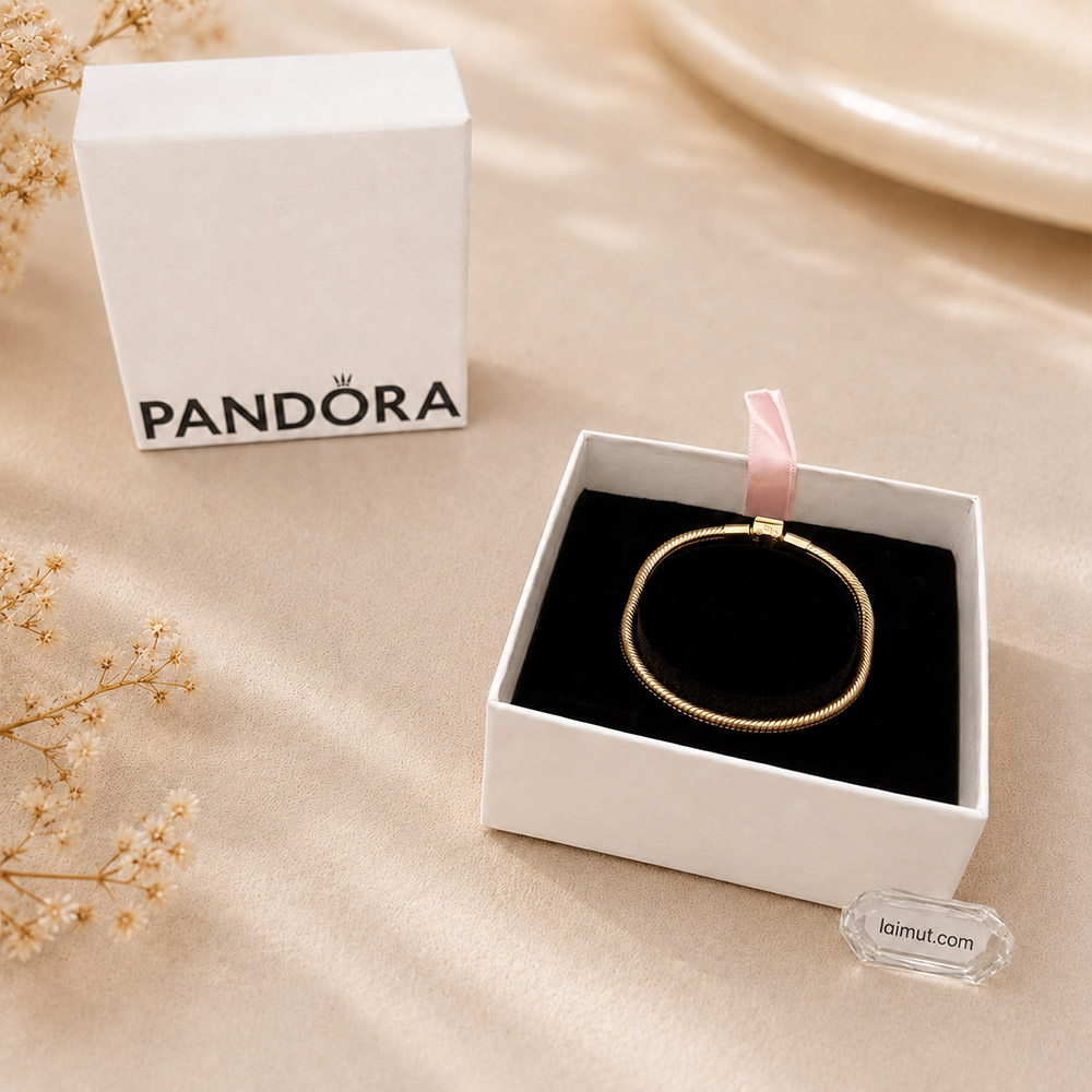 Vòng charm Pandora 584891C00 Barrel Clasp Snake Chain Bracelet | Laimut | Ảnh chụp thực tế fullbox