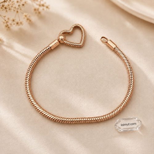 Vòng charm Pandora 582257C00 Heart Closure Snake Chain Bracelet | Laimut | Ảnh chụp thực tế