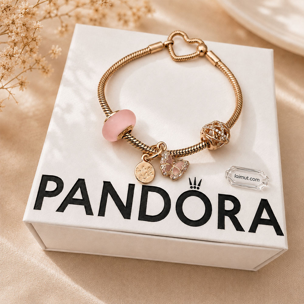 Vòng charm Pandora 582257C00 Heart Closure Snake Chain Bracelet | Laimut | Ảnh chụp thực tế