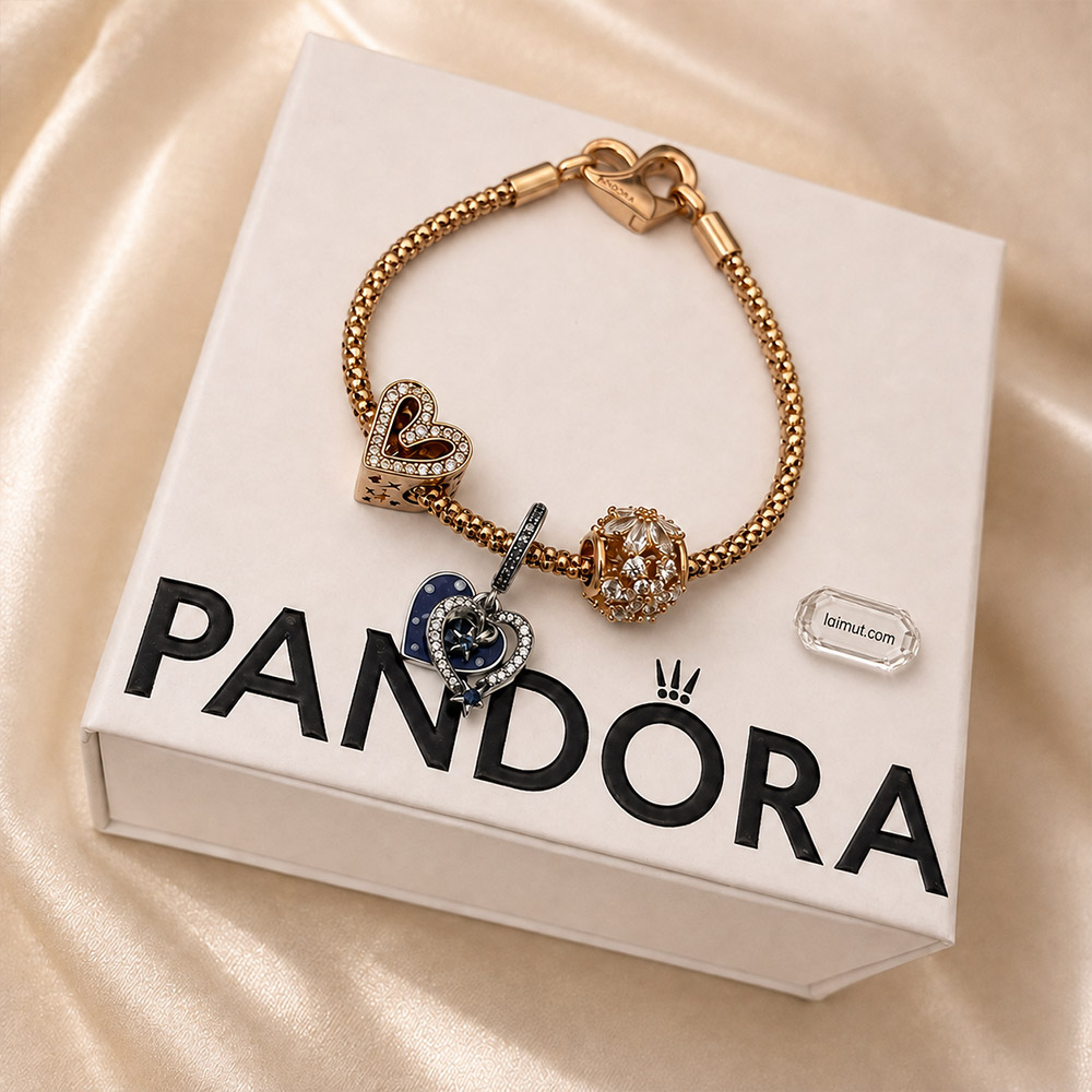 Vòng charm Pandora 582731C00 Studded Chain Bracelet | Laimut | Ảnh chụp thực tế