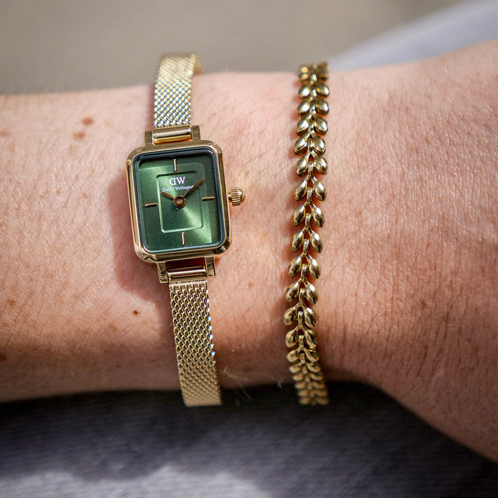 Chi tiết Daniel Wellington DW00100653 Quadro Mini Evergold Emerald