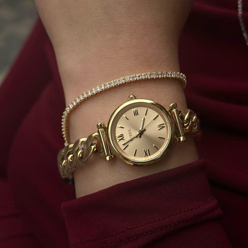 Fossil ES5387SET Carlie Mini 28mm trên cổ tay