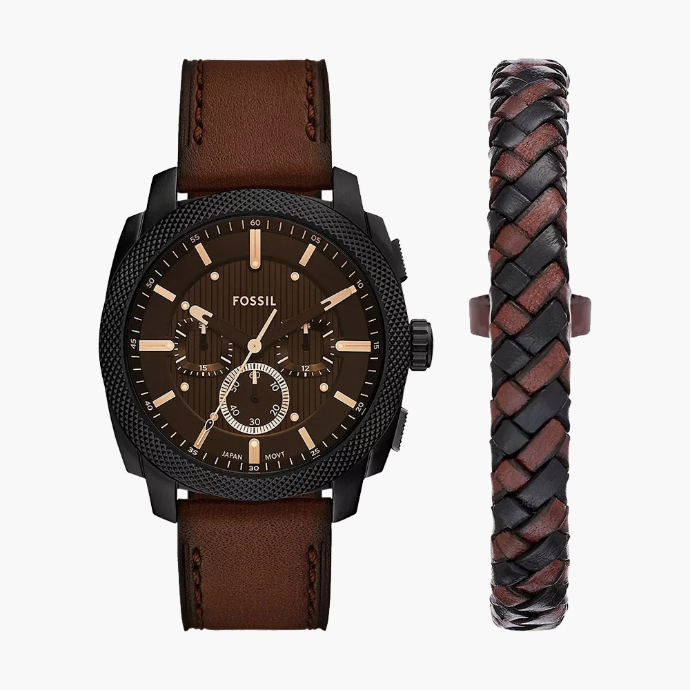 Đồng hồ Fossil FS6102SET Machine Chronograph 44mm và vòng tay da