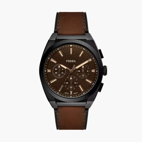 Đồng hồ Fossil FS6108 Everett Chronograph 44mm dây da nâu
