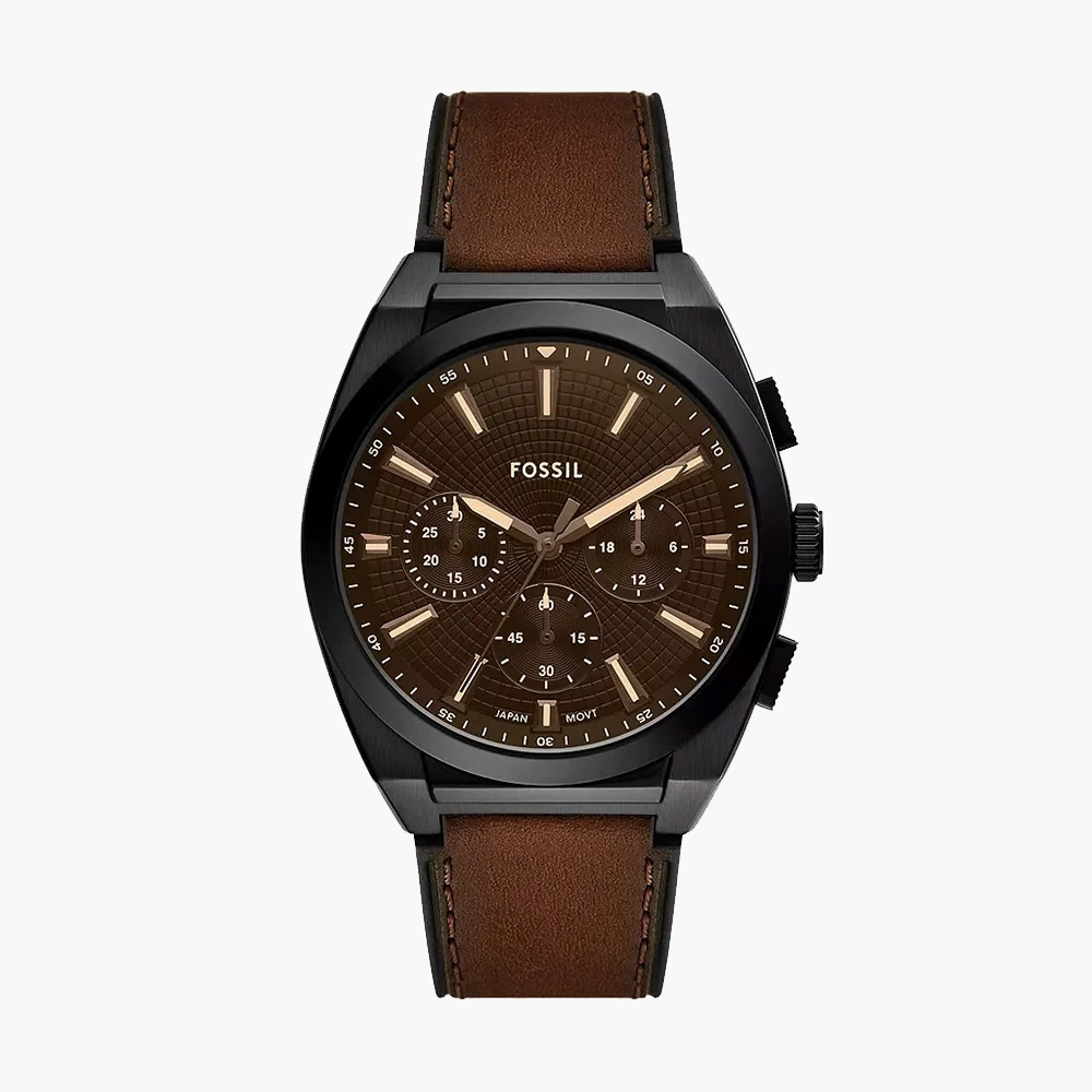 Đồng hồ Fossil FS6108 Everett Chronograph 44mm dây da nâu