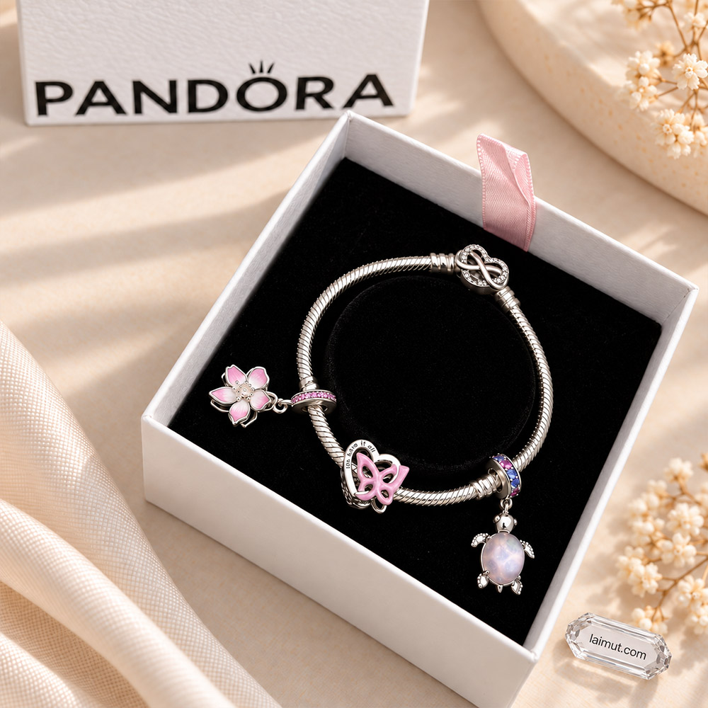Bộ vòng charm Pandora Tình yêu nở hoa fullbox