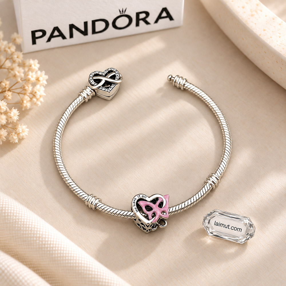 Ảnh thực tế charm Pandora Entwined Heart & Butterfly 794475C01 tại Laimut