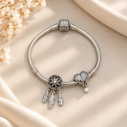 Charm Pandora Sparkling Angel Wings & Heart 792980C01 fullbox