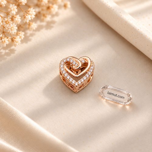 Ảnh thực tế charm Pandora Sparkling Entwined Hearts 789270C01 tại Laimut